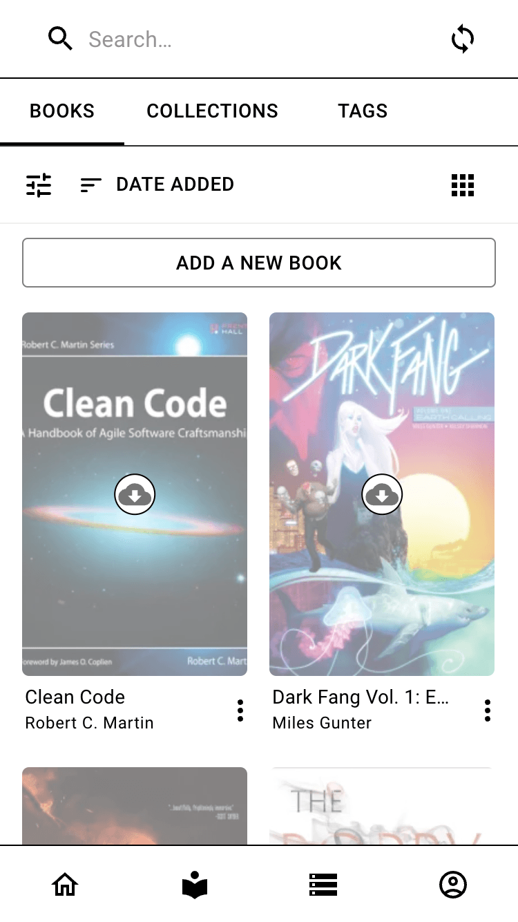 oboku feature: E-ink support — E-ink mode available. Increase contrast and remove all animations